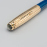 Parker 51 Aerometric (Teal Blue with gold converging lines cap)