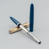 Parker 51 Aerometric (Teal Blue with gold converging lines cap)