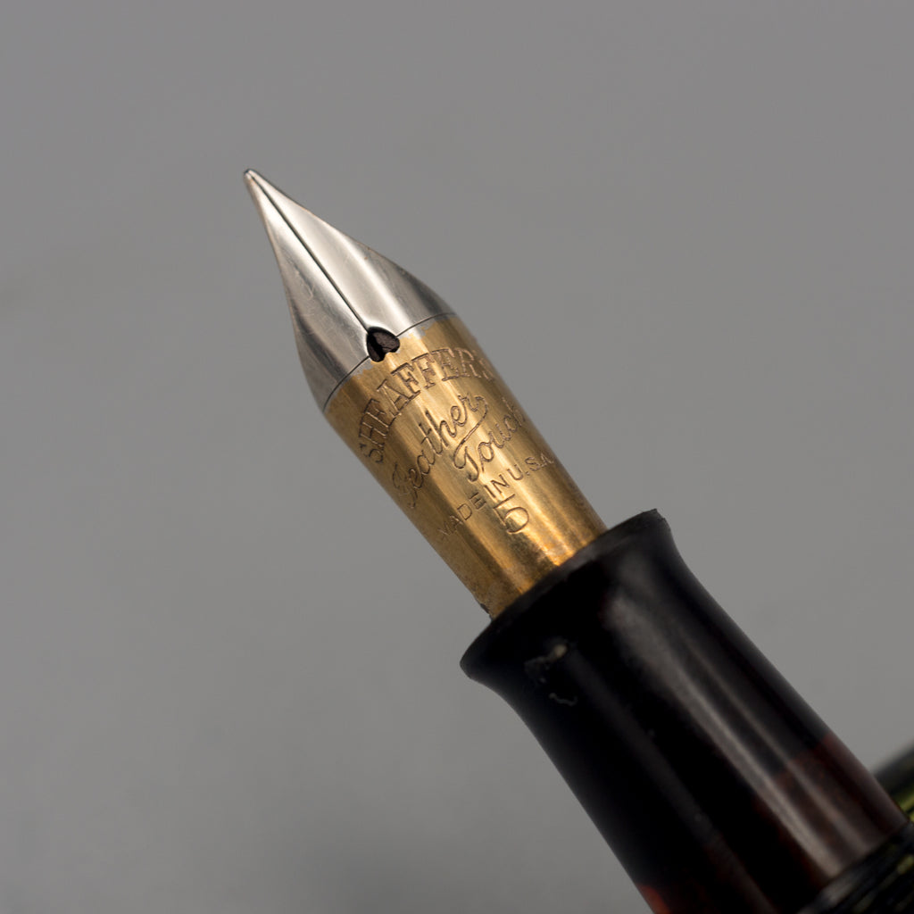 Sheaffer Jr. Balance - Carmine Striated, Junior Italic Flex Nib  (Excellent, Restored) - Peyton Street Pens